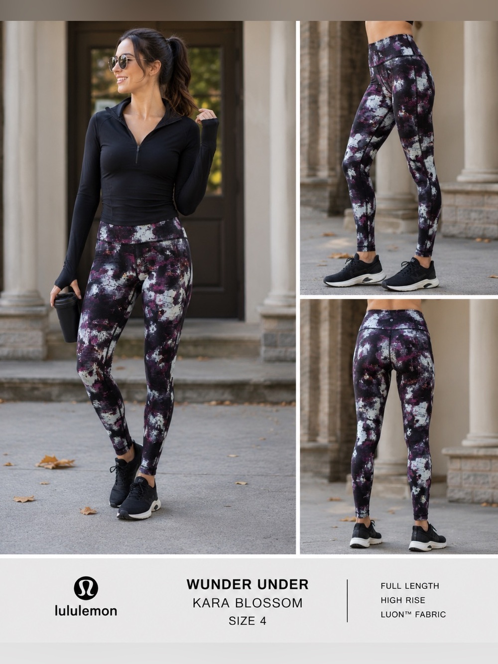 Lululemon Wunder Under Hi-Rise Leggings Kara Blossom Multi Luon Size 4